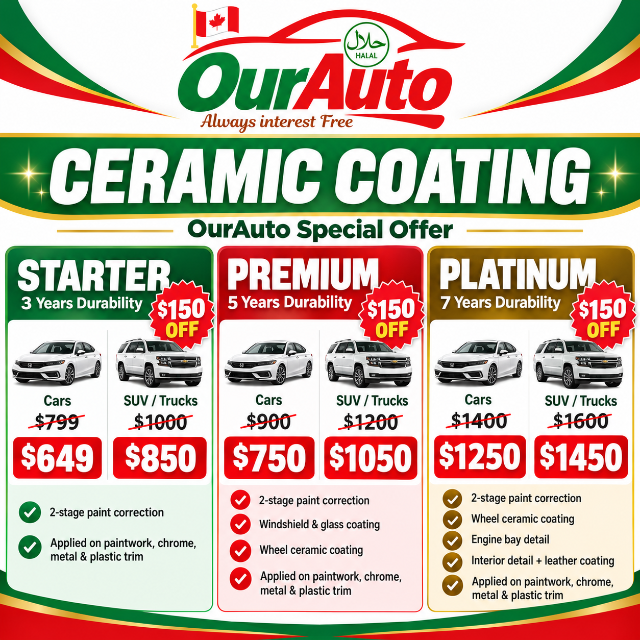 OurAuto Ceramic Coating Packages Edmonton
